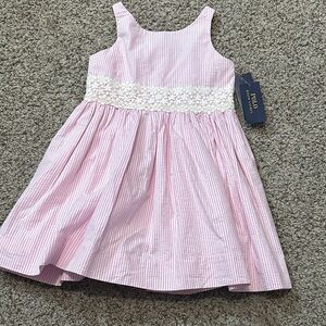 NWT Polo Ralph Lauren Pink Striped Kids Dress